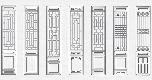 全州常用中式仿古花窗图案隔断设计图